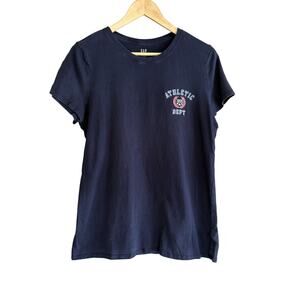 GAP Crewneck T-Shirt Short Sleeve Cotton Navy Athletic Department Size L TALL